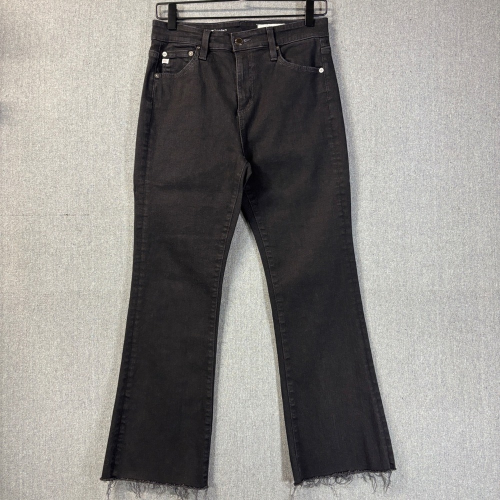AG Adriano Goldschmied Farrah High Rise Boot Crop Black Jeans 28 Raw Frayed NWOT